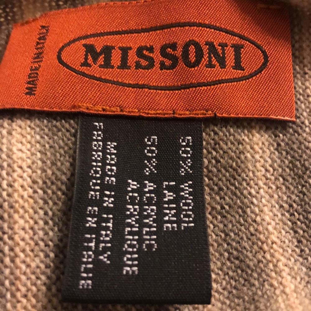 Missoni striped shawl, beige, tan, gray. - Picture 4 of 5